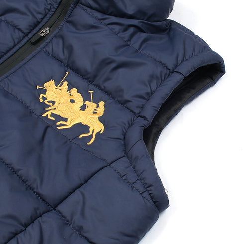 RL Navy Triple Pony Sleeveless Puffer Jacket